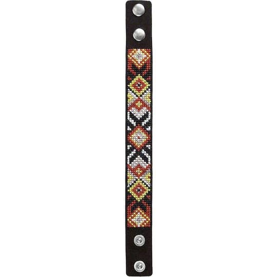Wonderland Crafts Orange Artificial Leather Cross Stitch Bracelet Kit
